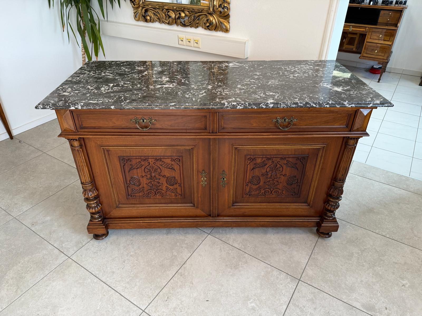 Originale Gründerzeit Anrichte mit Granitplatte Waschtisch Historismus G2769