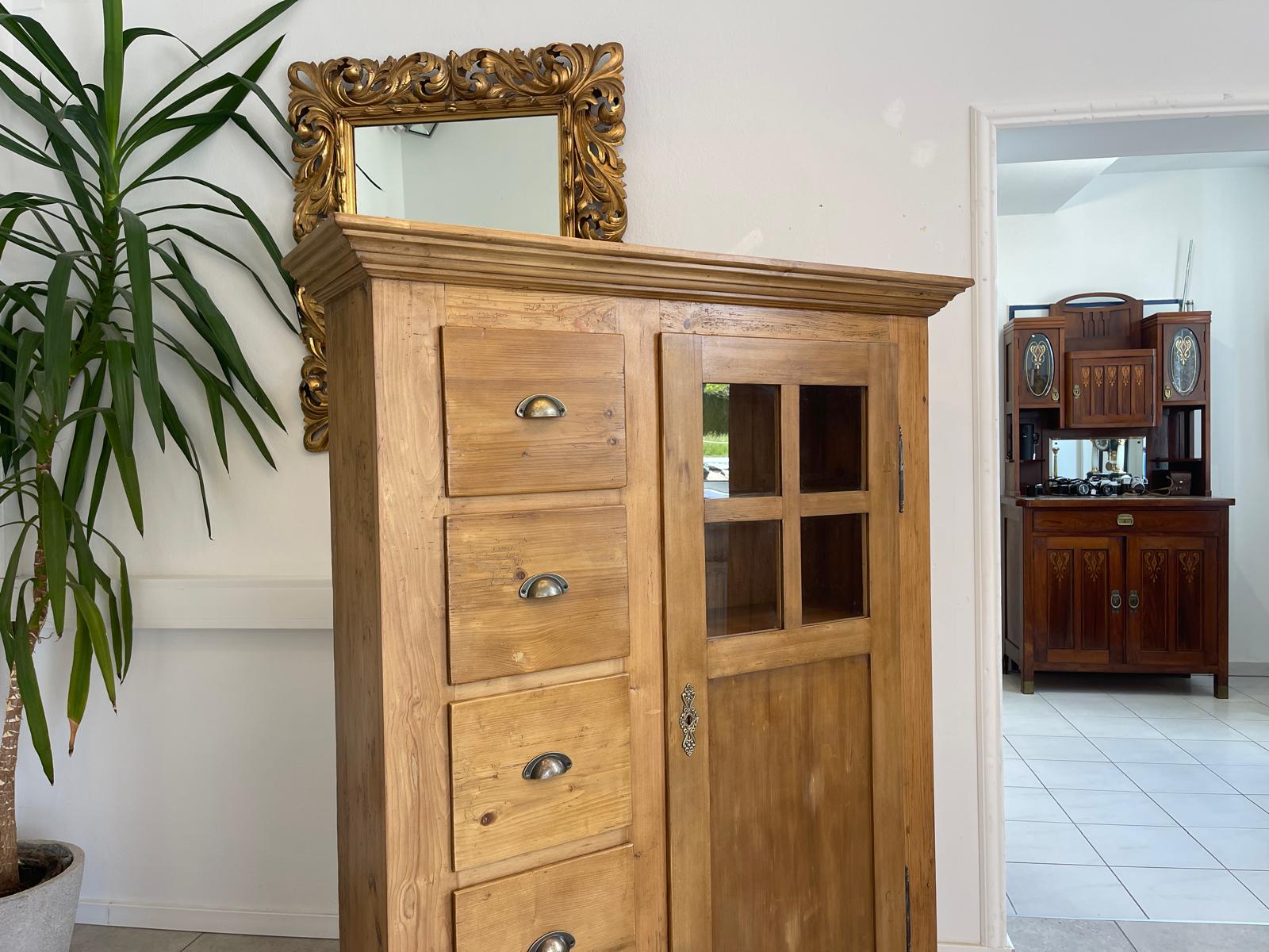 Antiker Biedermeier Brotschrank Almerschrank Vorratskasten Vitrine Bauernvitrine G1652