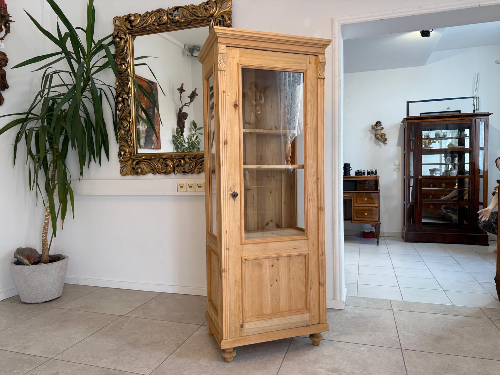 Bäuerliche Vitrine Bauernvitrine Bauernschrank Naturholz Vitrine G2147