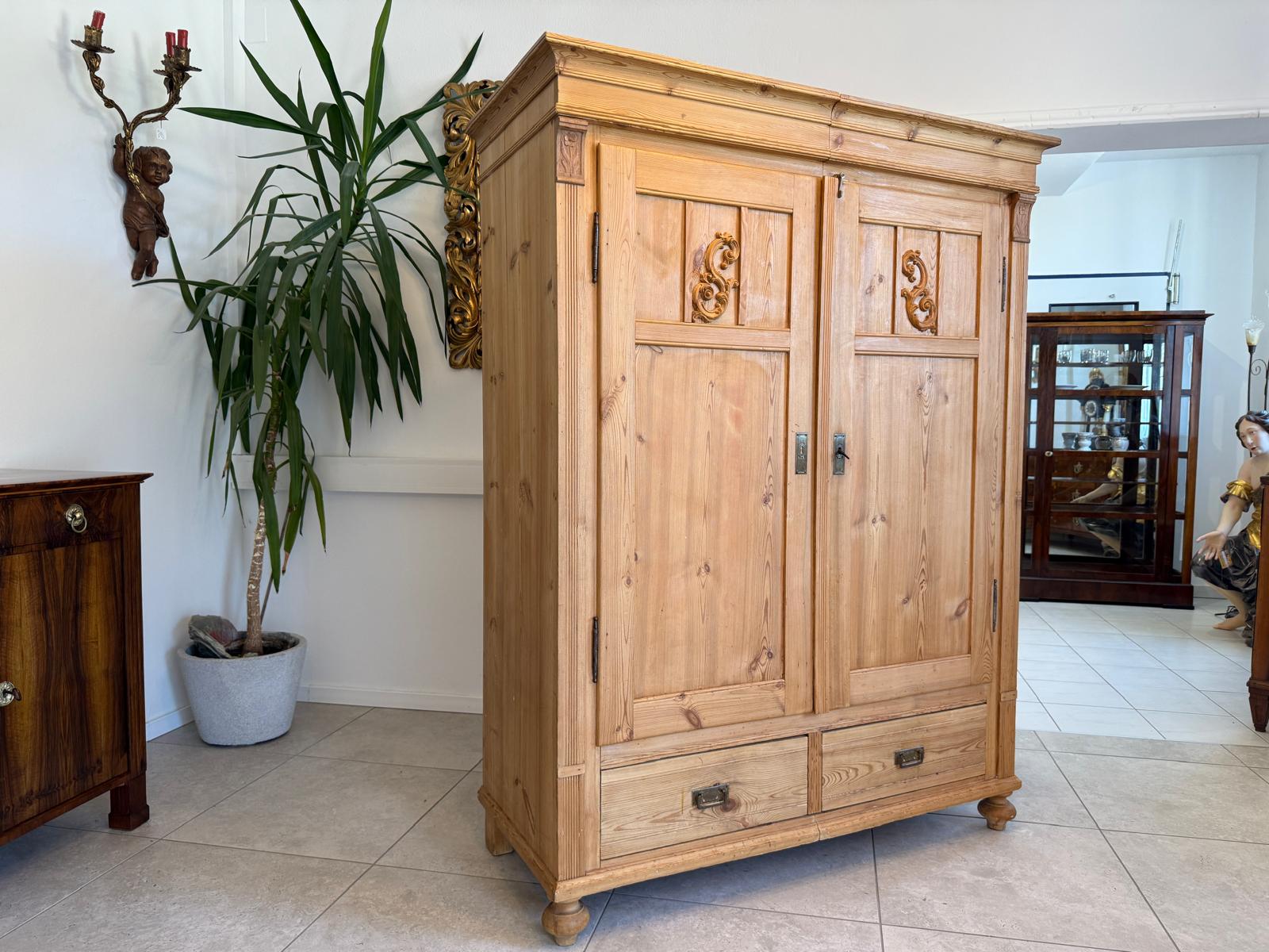 Original Biedermeier Bauernschrank Naturholzschrank Weichholz G2091