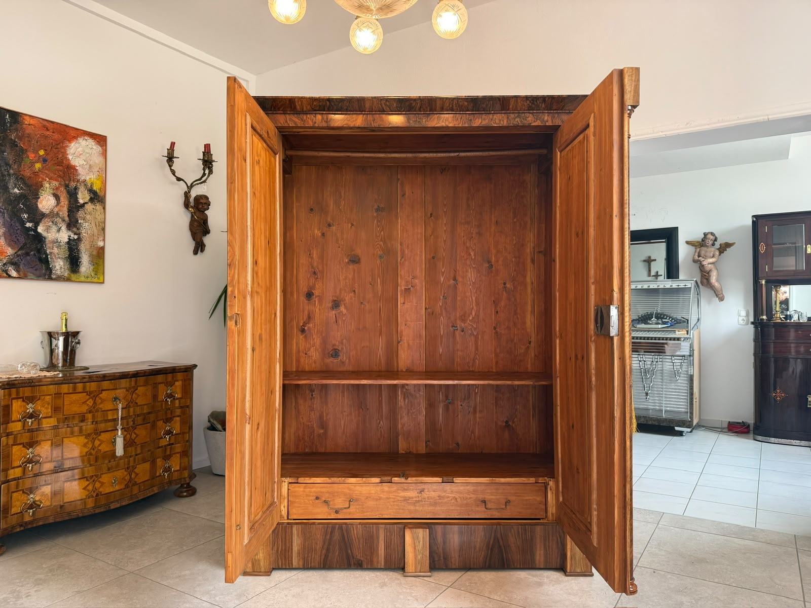  Empire Säulen Hallenschrank Restauriert Antik Antiquität Restauriert D2683