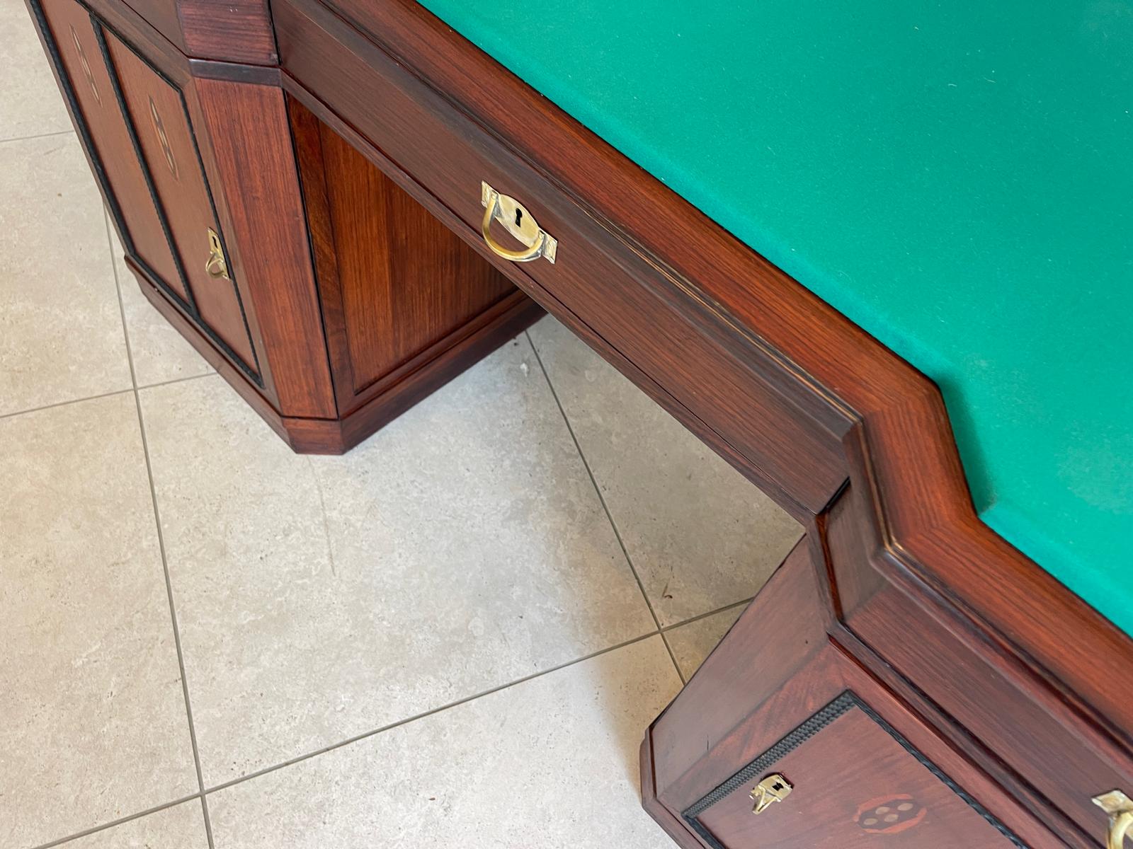 SALE Art Deco Schreibtisch Sekretär - Mahagoni, elegant, antik, 3 Schubladen, Chrombeschläge - Originalstück G1172