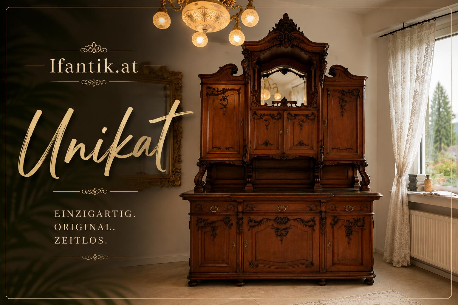 Figurales Pfeiferlbarock Aufsatzbuffet Altarschrank Aufsatzschrank / Buffet – D2658