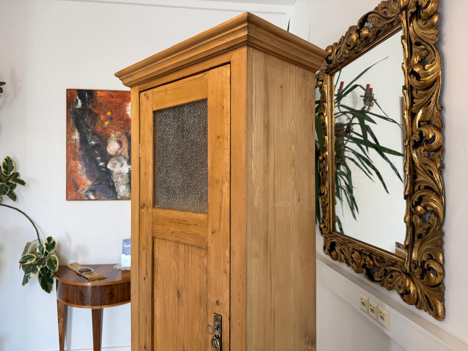 Bäuerlicher 1 türiger Bauernschrank Jugendstil Naturholzschrank Antik G2199