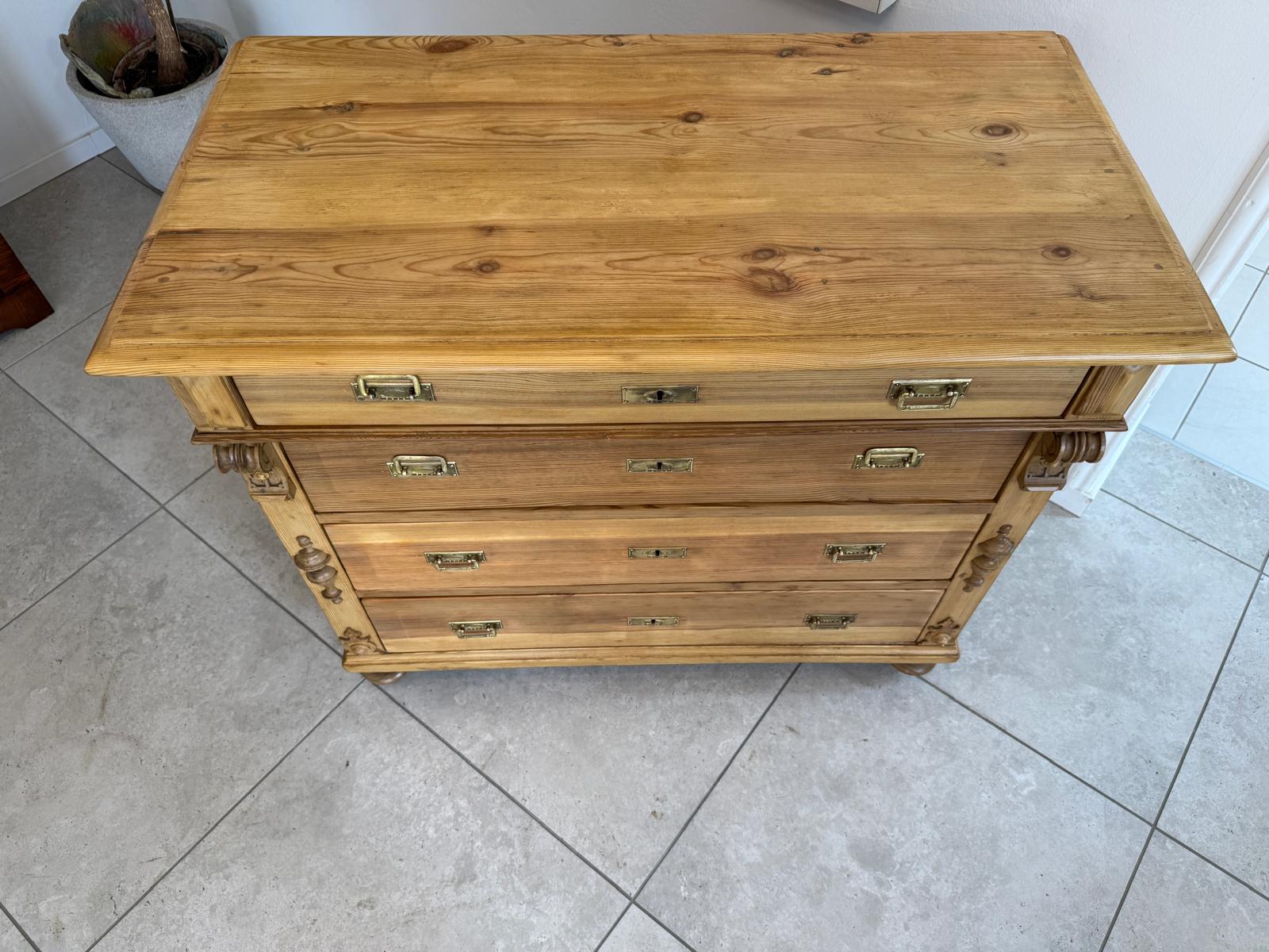 Restaurierte Gründerzeit Kommode 4 Laden Fichtenholz Bauernmöbel G1842