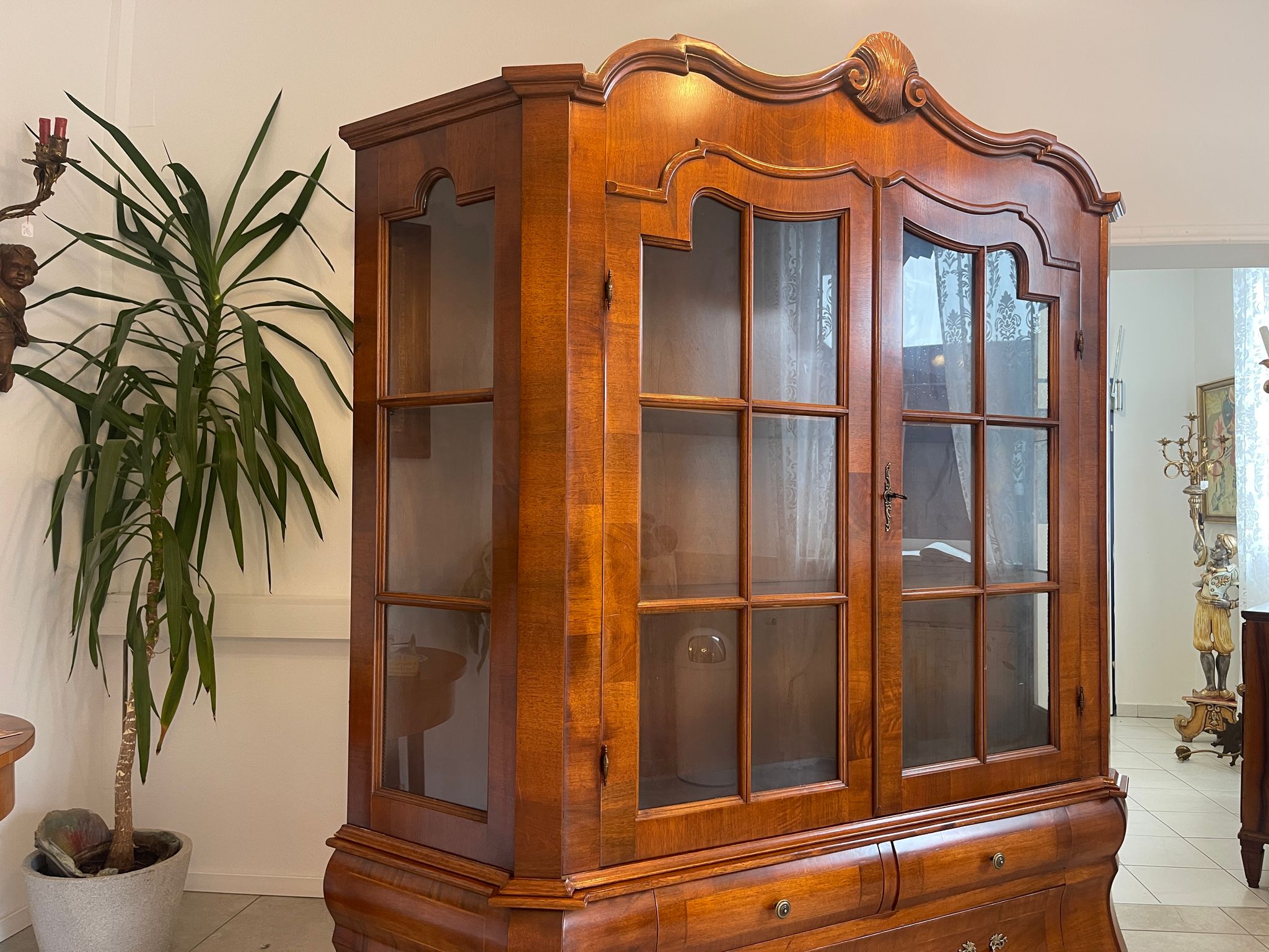 Barocke Aufsatz Anrichte Glasvitrine Bücherschrank Bücherschrank G1228