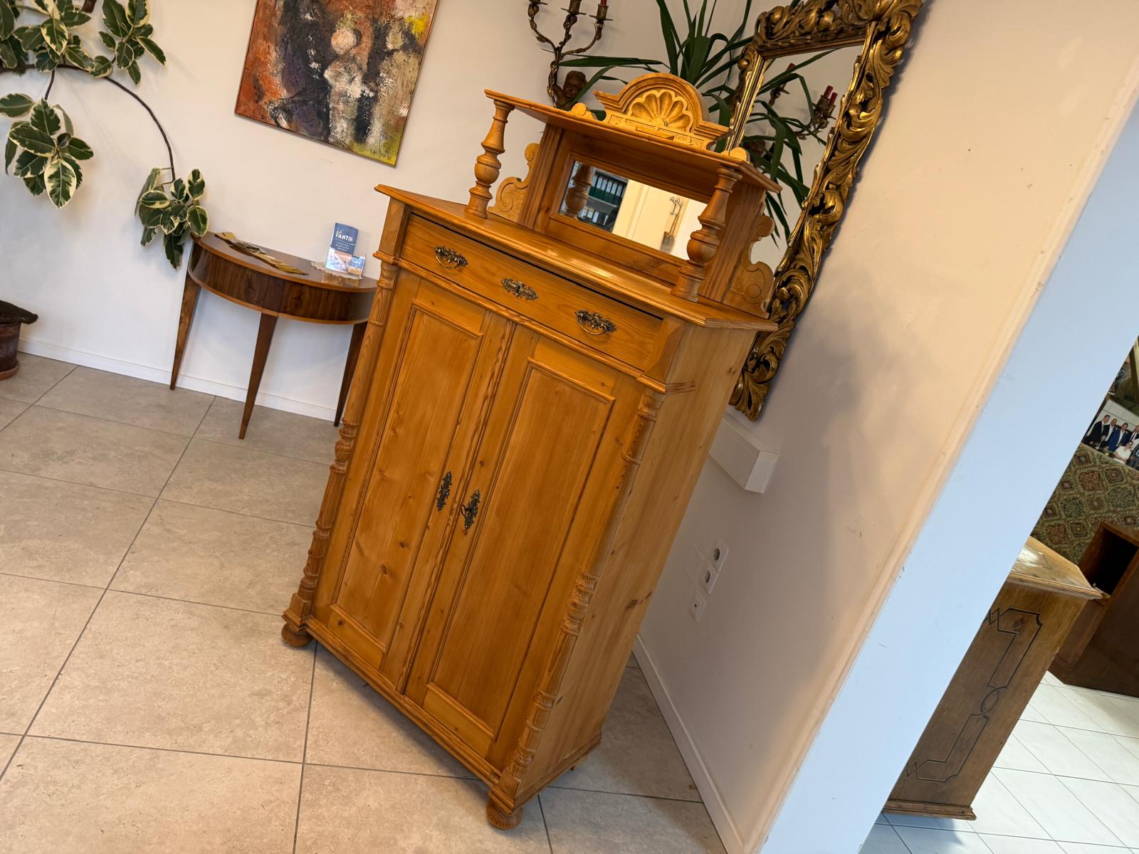 Bäuerliches Vertiko Bücherschrank Aufsatzschrank Weichholz Antik D1064-1