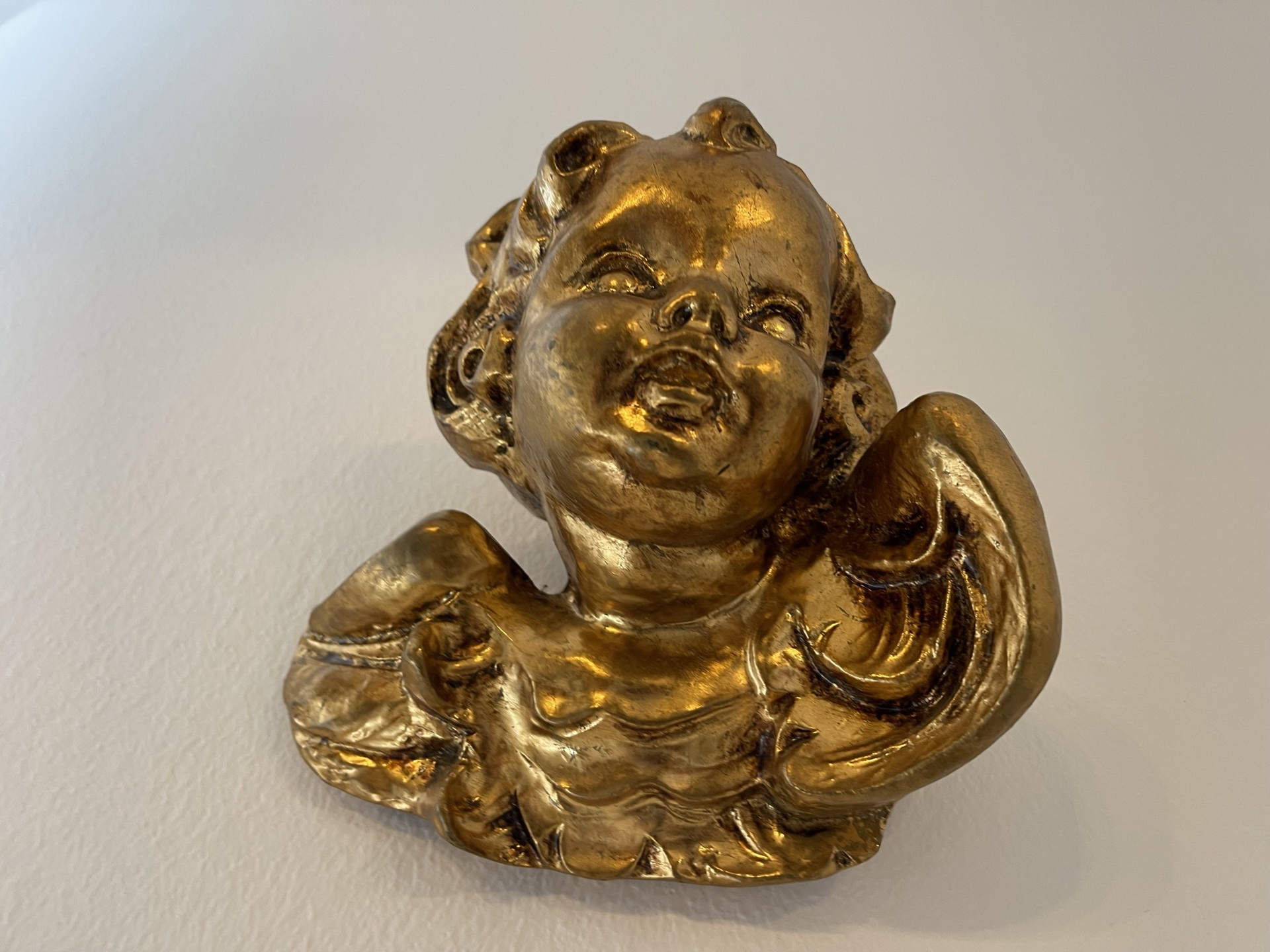 Engelskopf Holzengel golden  Holzgeschnitzt B1067