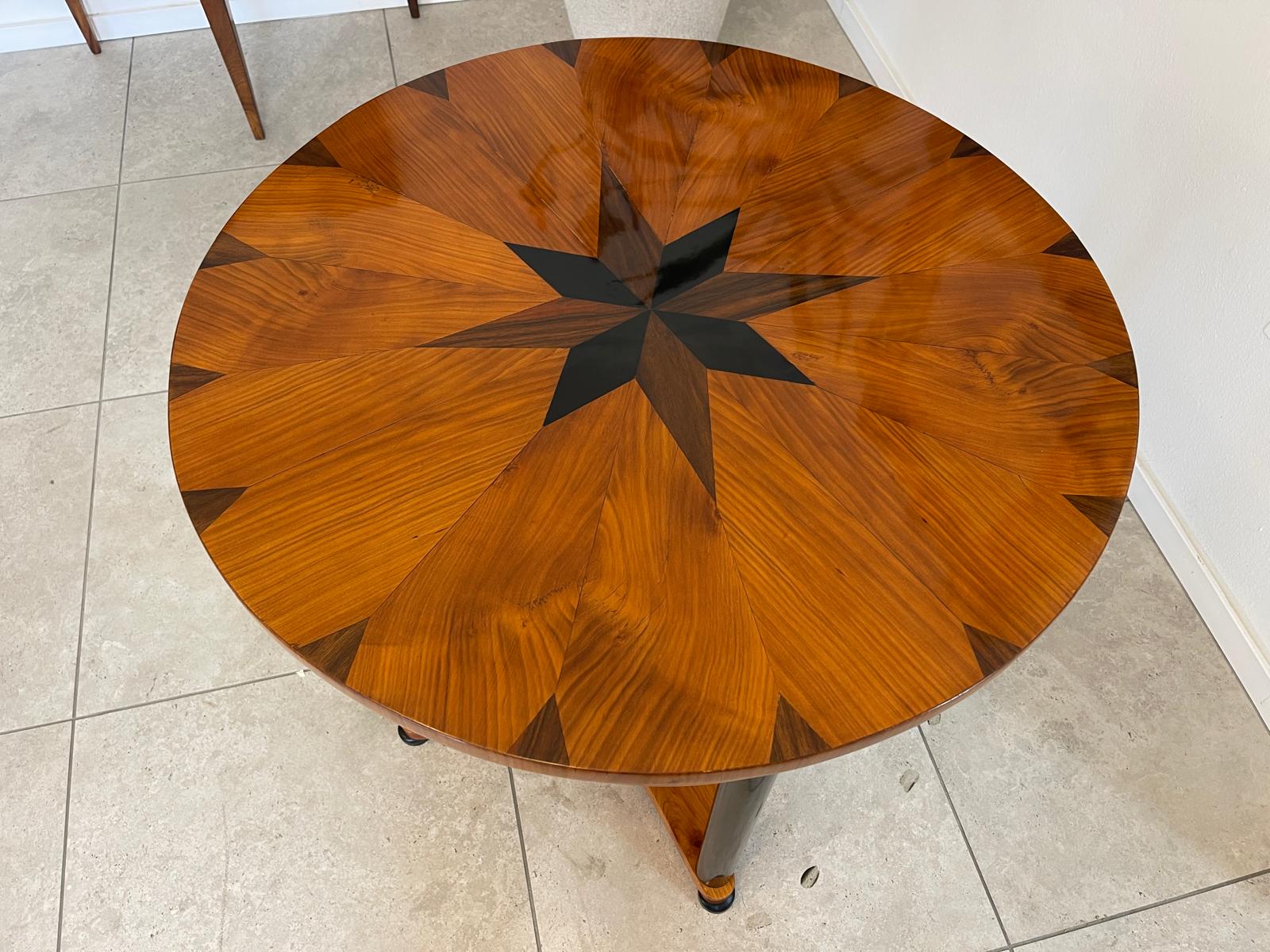 Rstaurierter Biedermeier Tisch Stern Intarsien Designertisch Antiquität G1189