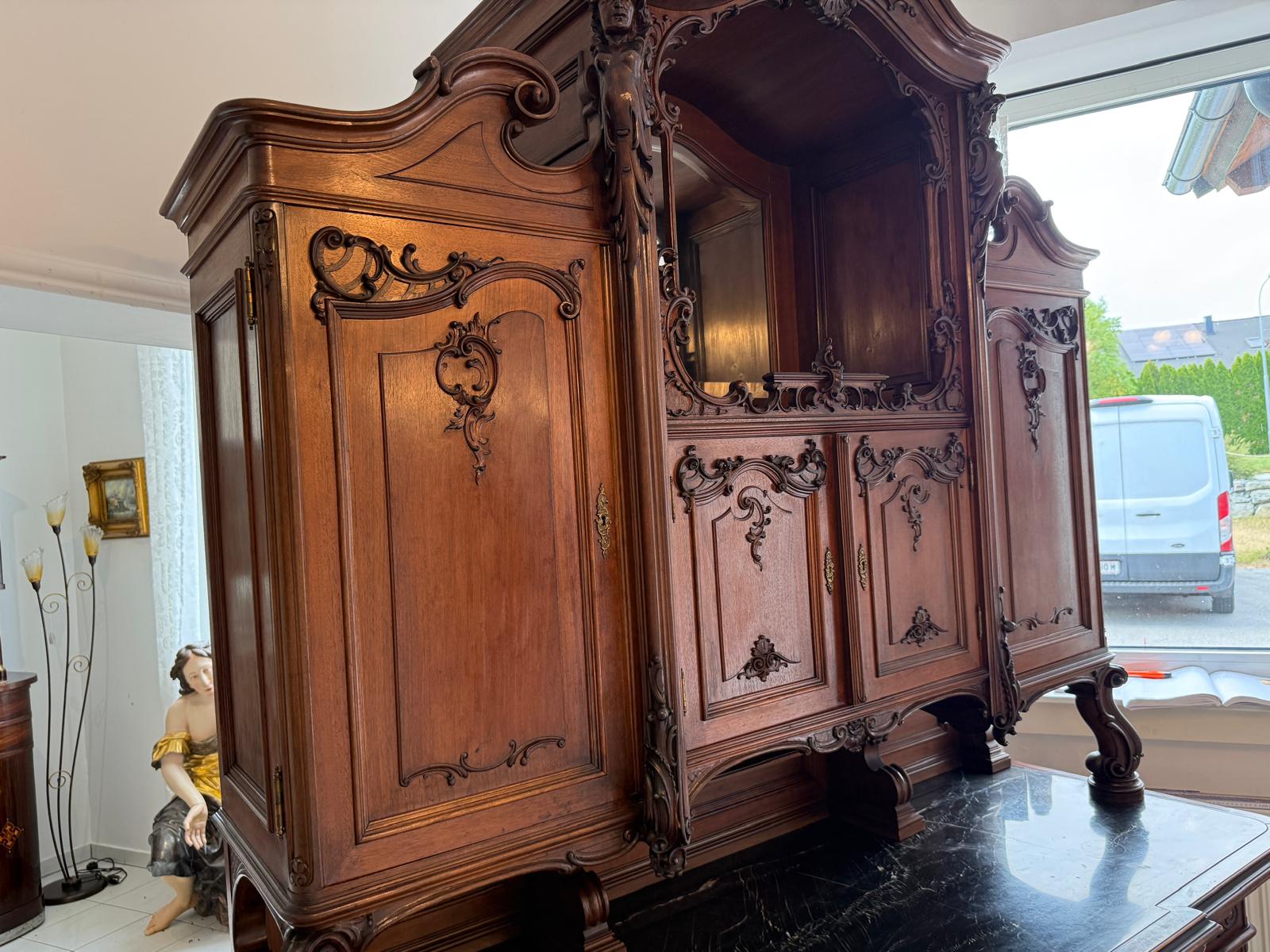 Figurales Pfeiferlbarock Aufsatzbuffet Altarschrank Aufsatzschrank / Buffet – D2658