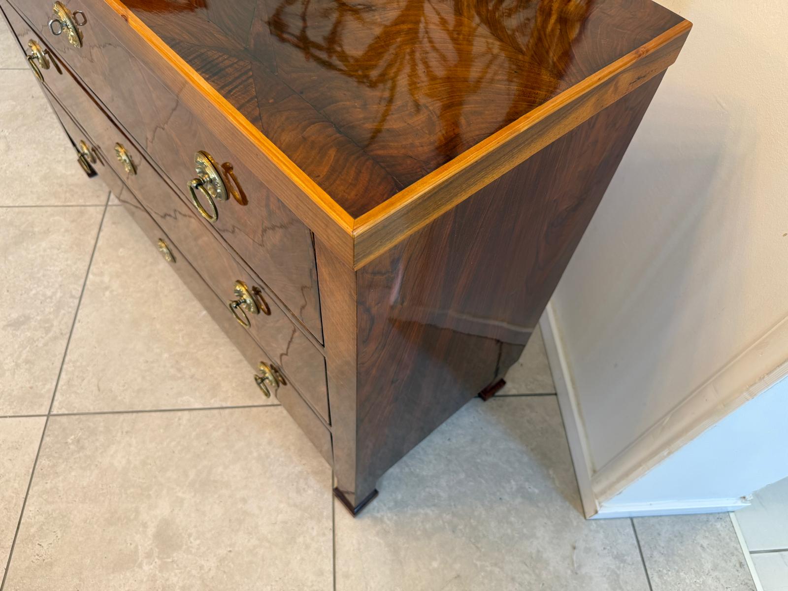 Biedermeier Kommode 3 Ladenkommode Nussholz Antiquität Restauriert D2688