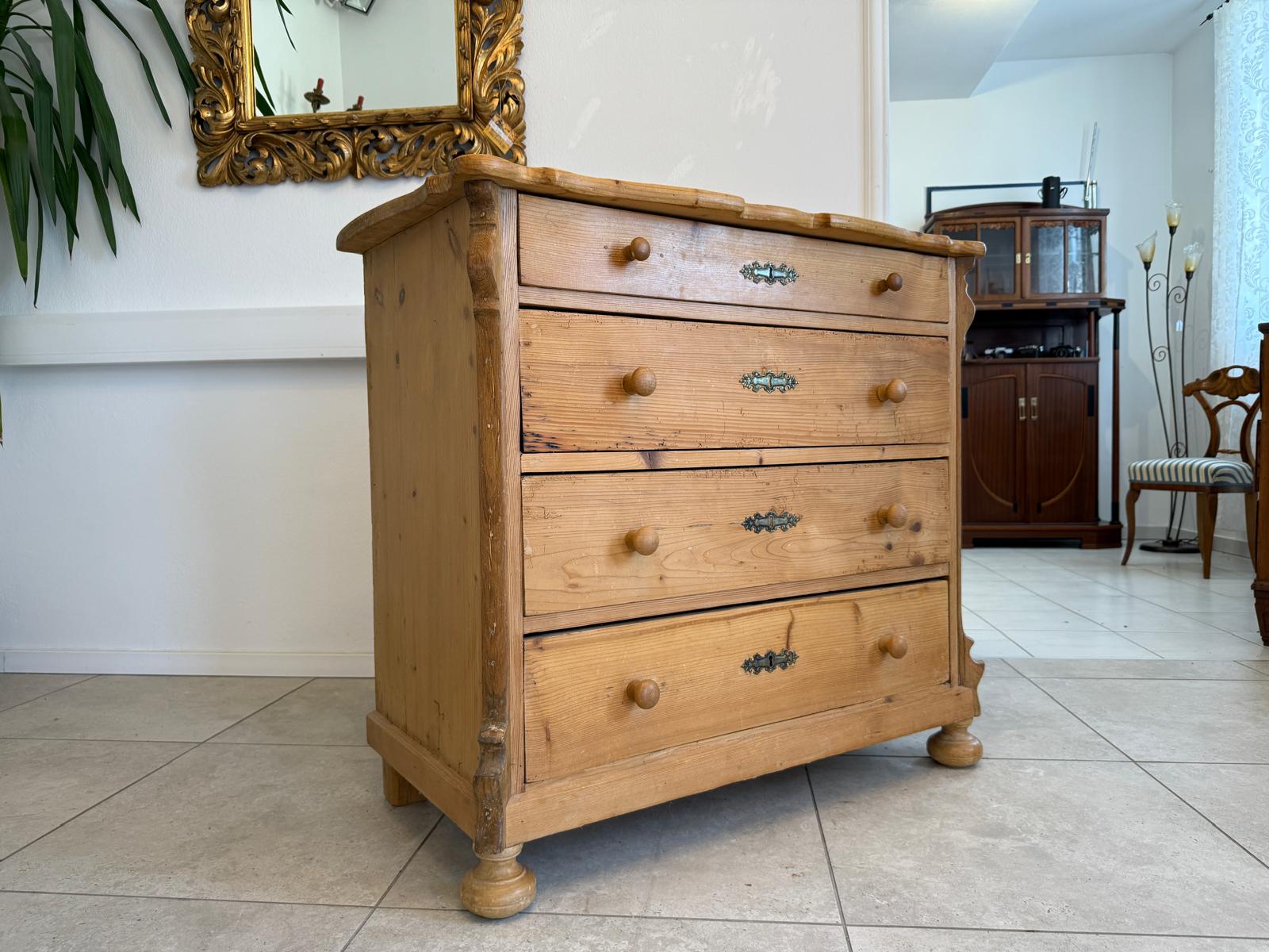 Gründerzeit 4 Laden Kommode Ladenschrank Naturholz Bauernkommode G1837