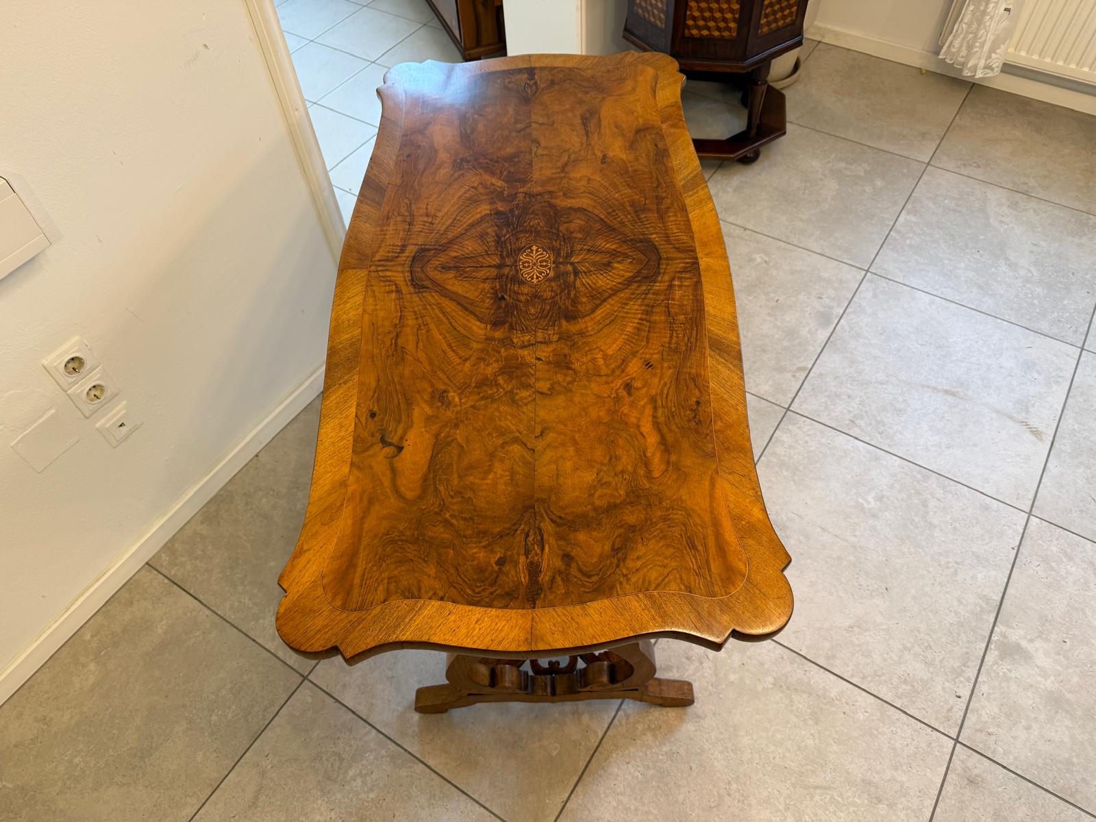 Biedermeier Tisch Schreibtisch Sekretär Marketiert Intarsien Antiquität G2373