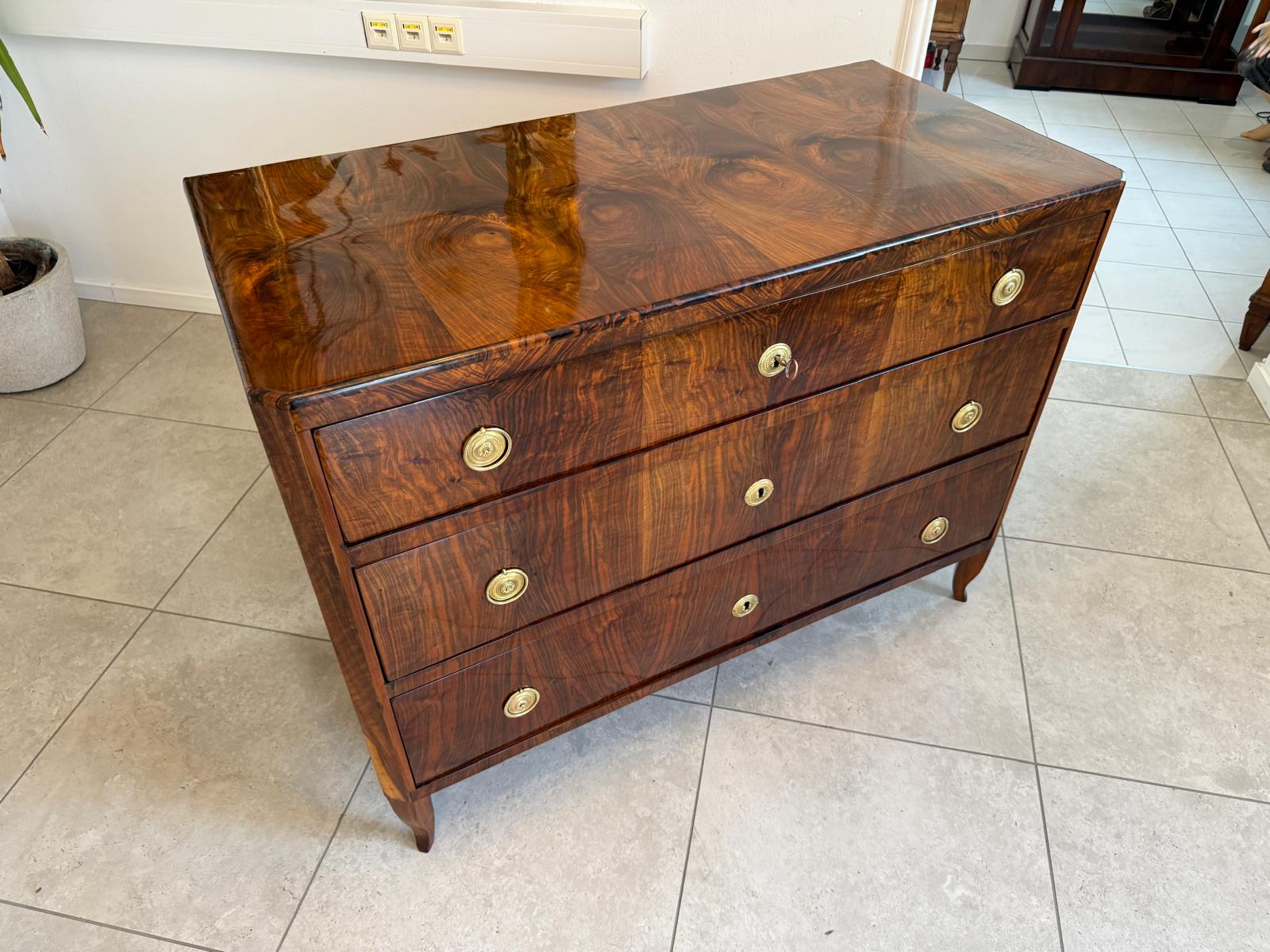 Restaurierte Biedermeier Kommode 3 Ladenkommode Nussholz G2165