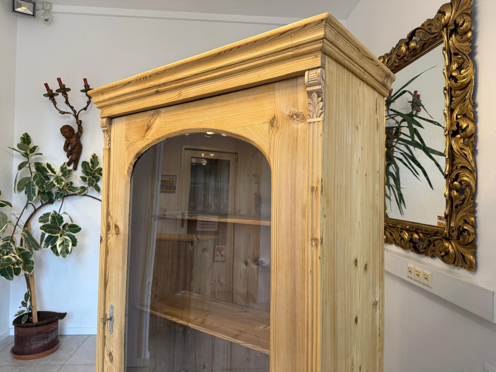 Bäuerliche Gründerzeit Vitrine Bauernvitrine Bauernschrank Naturholz G2216