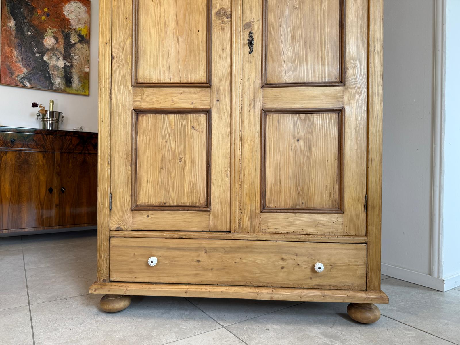 Originaler Gründerzeit Bauernschrank Naturholzschrank Antik G2068