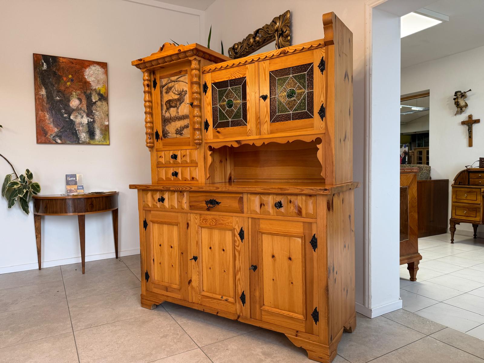 Zirbenholz Kredenz Butzenglas Küchenschrank G2174