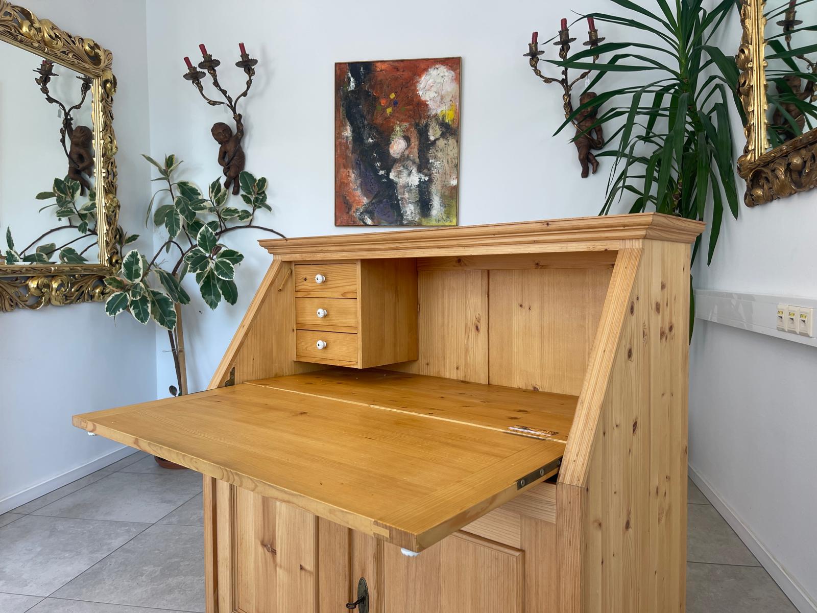 Bäuerlicher Gründerzeit Schreibtisch Sekretär Naturholz G1702
