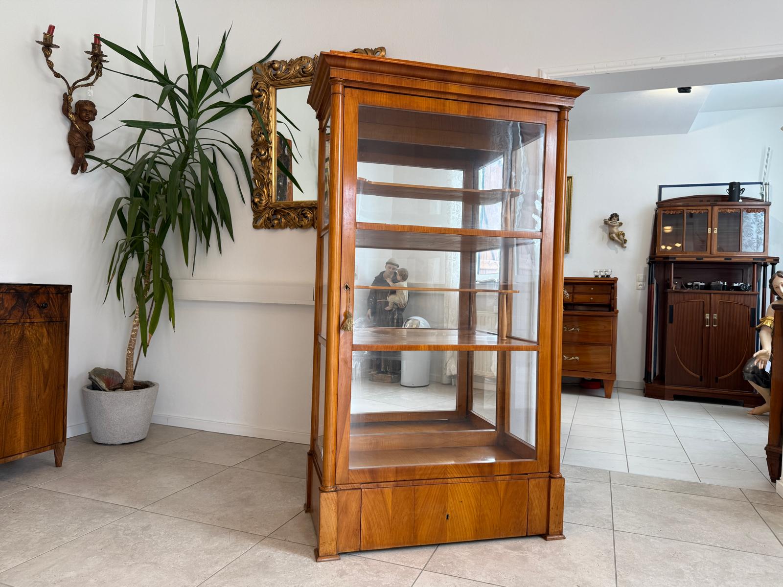 Originale Biedermeier Vitrine Bücherschrank Glasschrank Kirschholz G1885