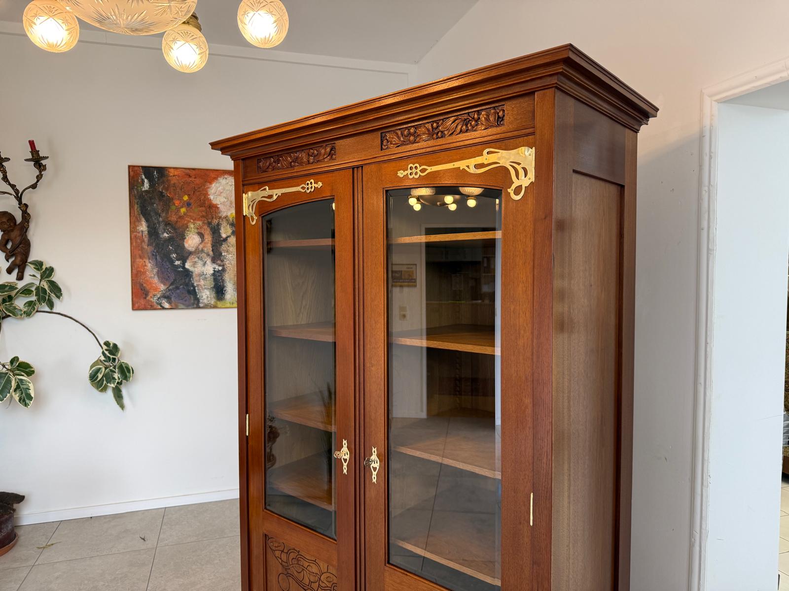 Jugendstil Vitrine Glasschrank Bücherschrank Bibliothekschrank Antiquität D2866
