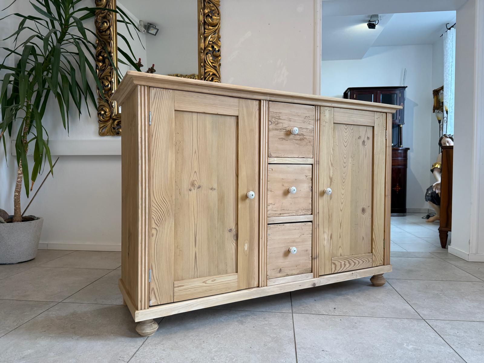 Apothekenschrank 3 Ladenkommode Ladenschrank Weichholz Antik D1165