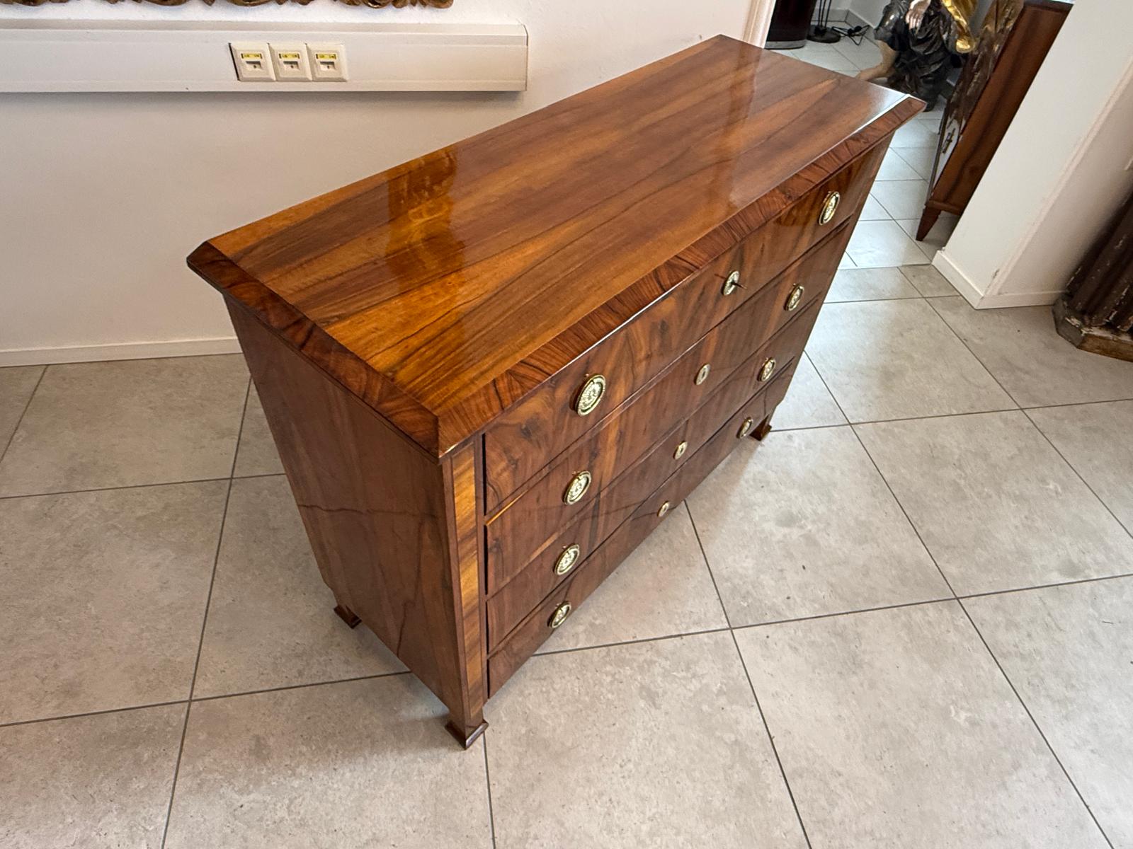 Biedermeier Kommode 4 Ladenkommode Nussholz Antiquität Restauriert D2478