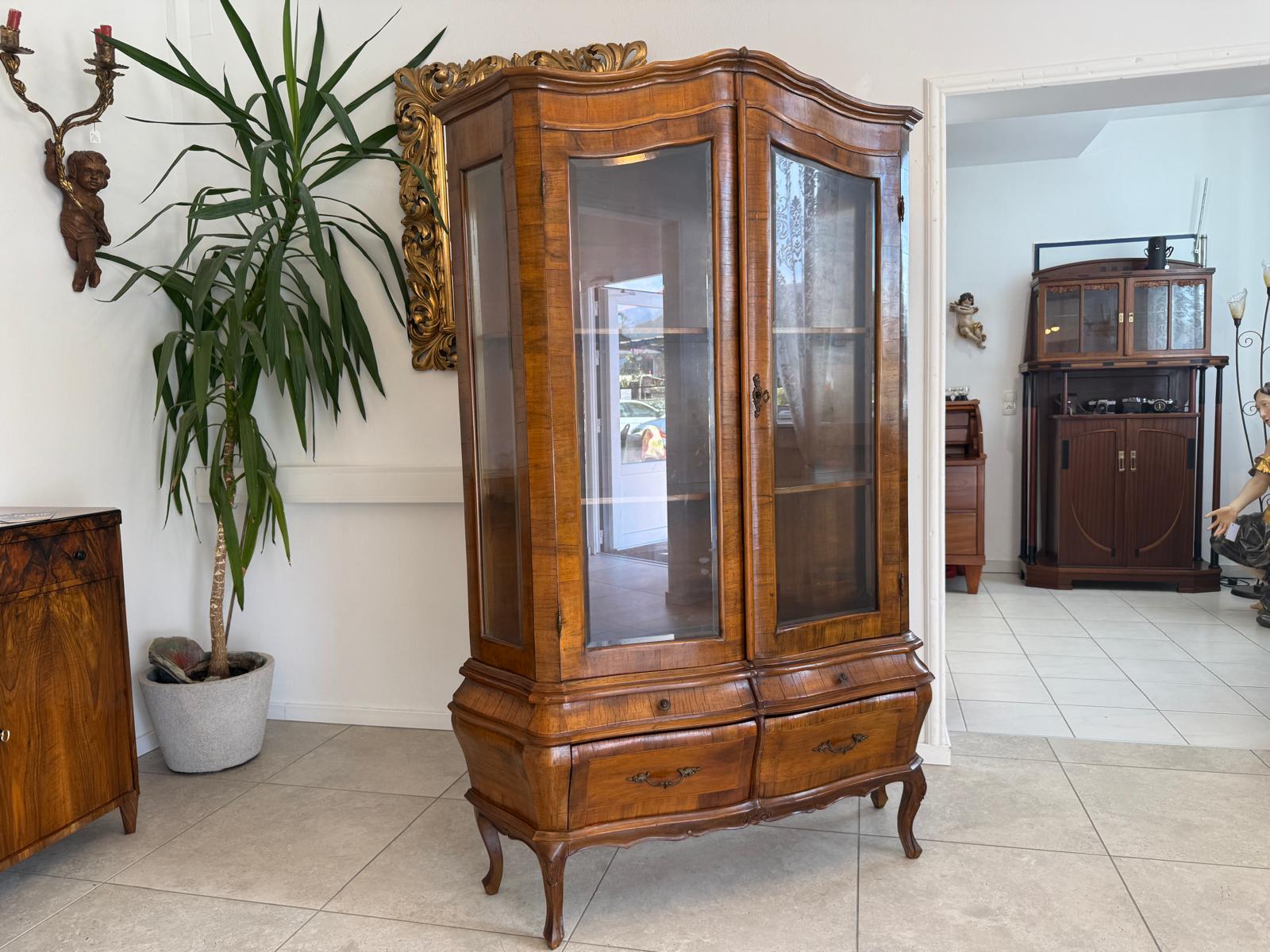 Bücherschrank Barock Barockstil Vitrine Glasschrank Wohnzimmerschrank G1956