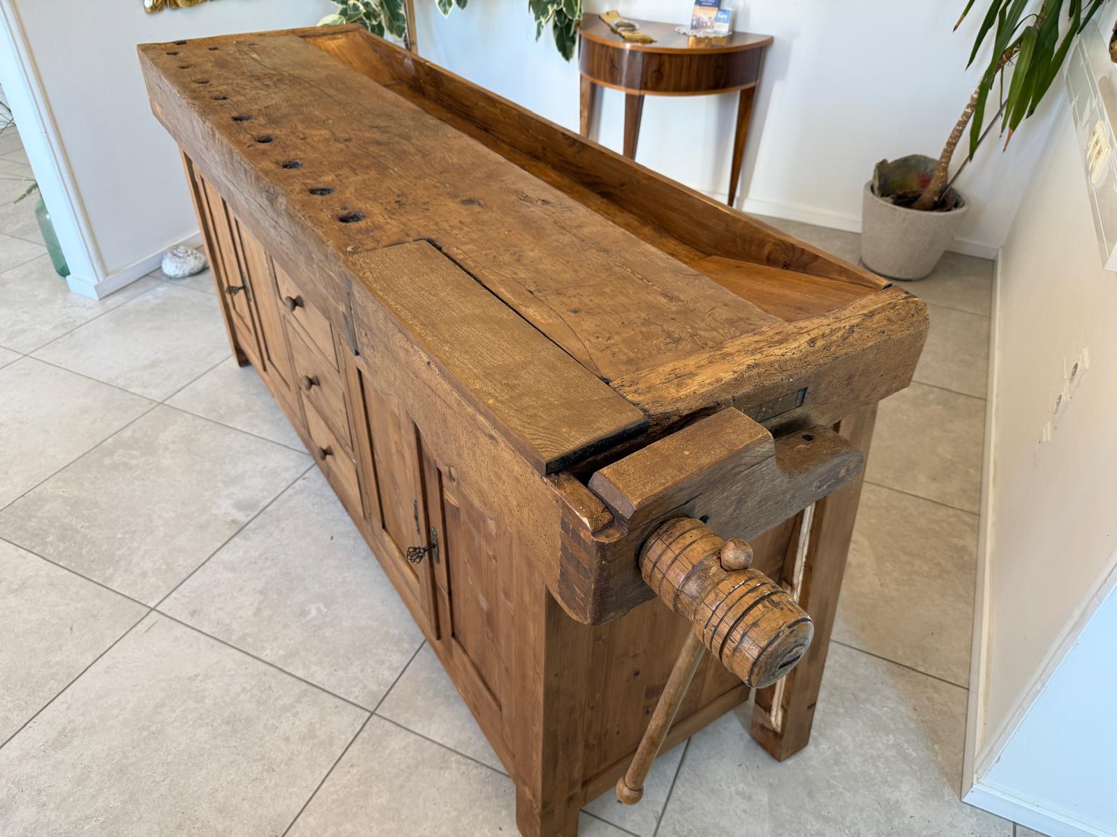 Urige Hobelbank Werkbank Pult Tresen Ladenschrank G2183