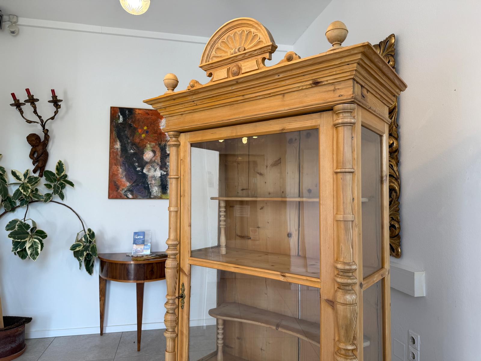 Originale Vitrine Bauernschrank Naturholz Bücherschrank Bauernvitrine Antik G2144