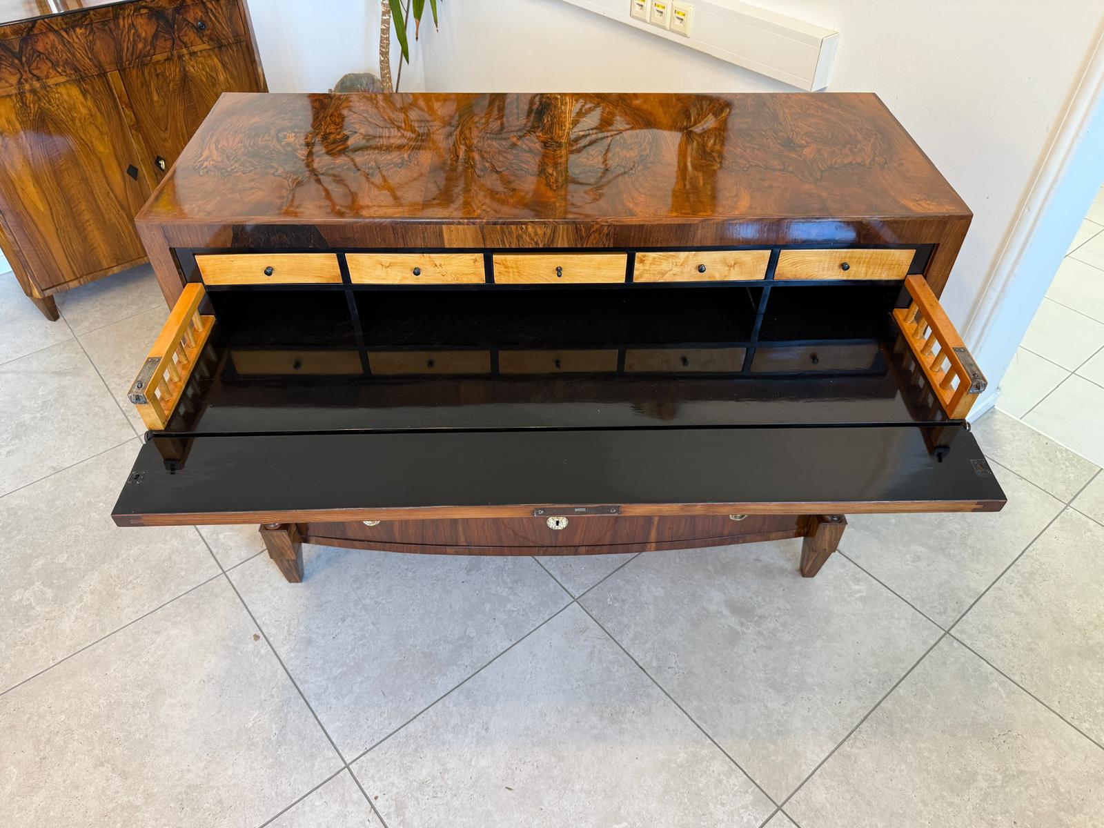 Restaurierte Biedermeier Schreibkommode Nussholz Antiquität G1967