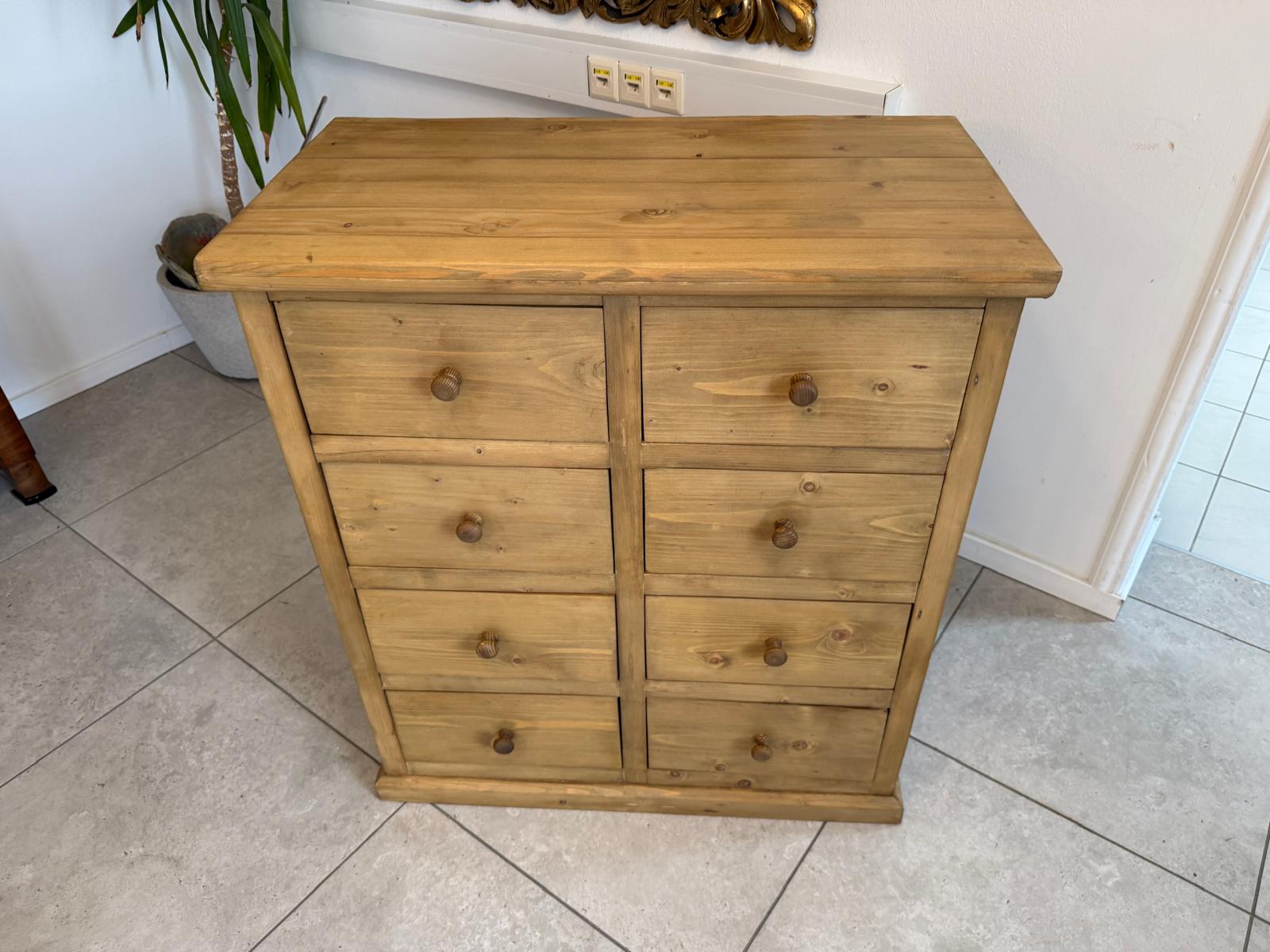 Bäuerliche 8 Ladenkommode Apothekerschrank Altholzkommode Weichholz D2307