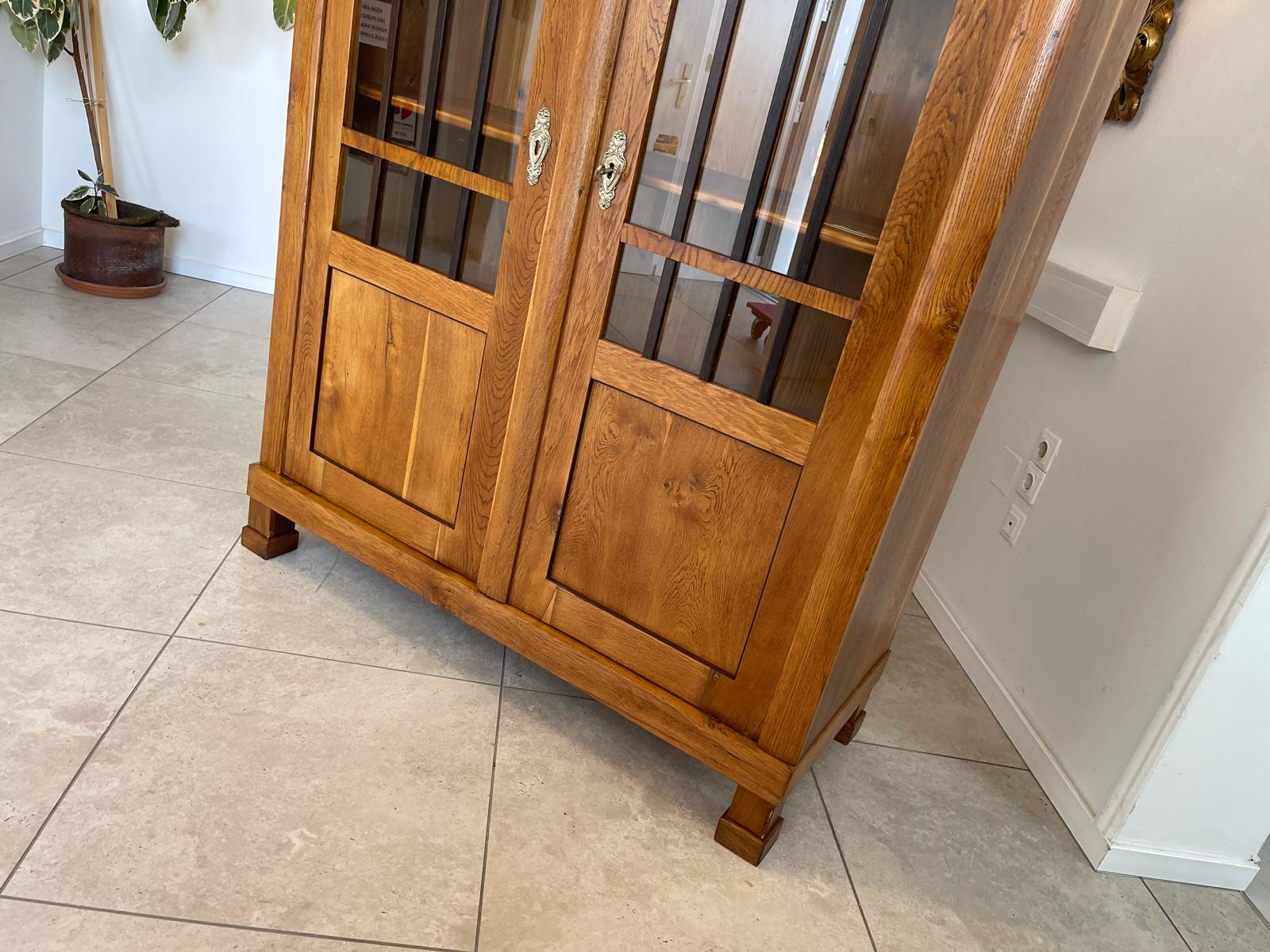 SALE Biedermeier Vitrine Bücherschrank Sammlervitrine Eichenholz Antiquität G1133