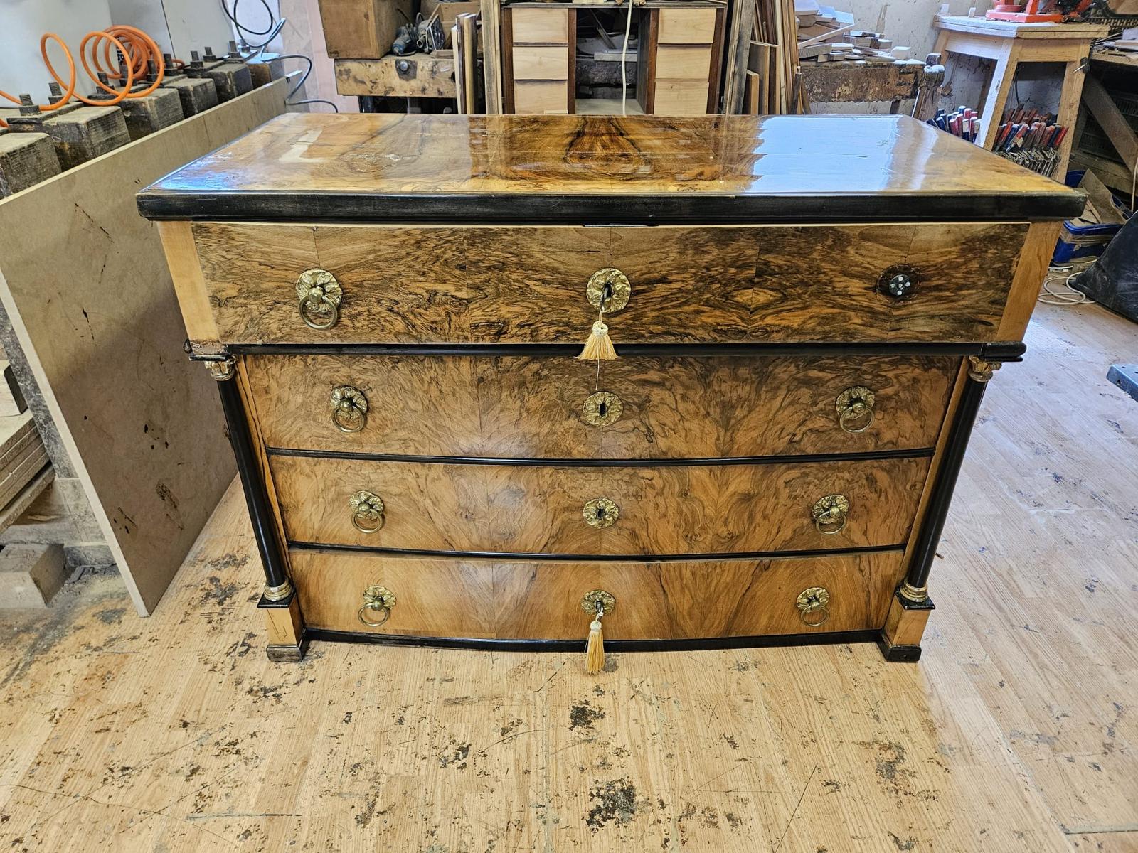 SALE Restaurierte Empire Schreibkommode Nussholz Antiquität Antikmöbel D2680