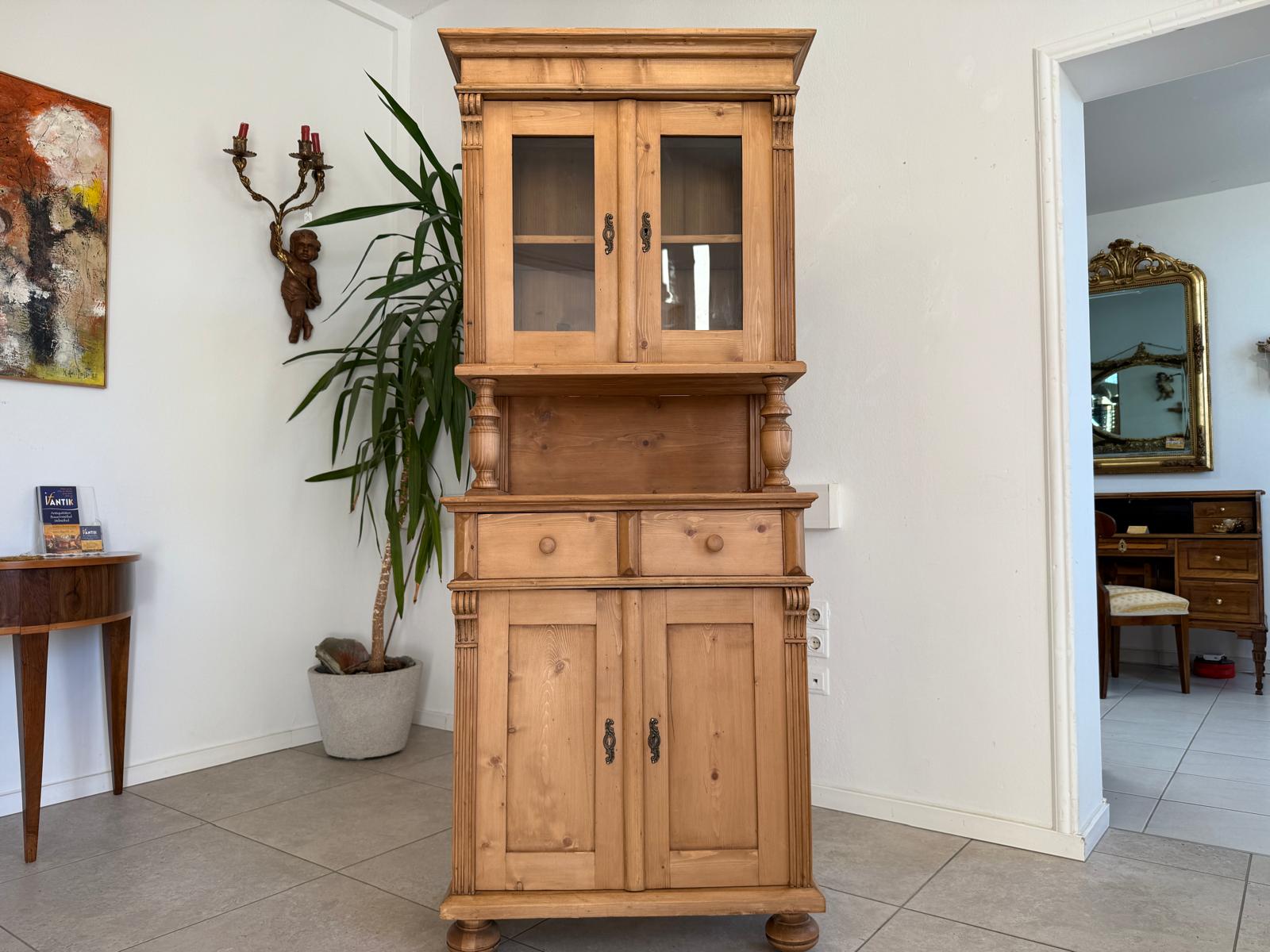 Gründerzeit Küchenkredenz Antike Bauernmöbel Vitrinenschrank G2289