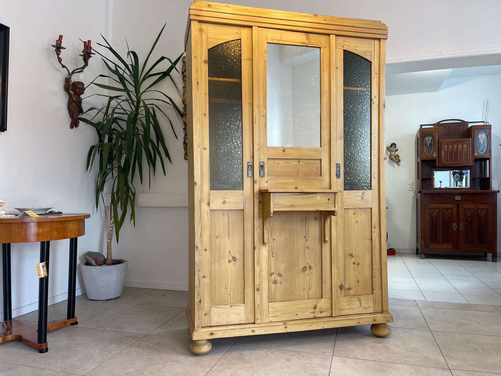 Restaurierter Jugendstil Schrank Kleiderkasten Spiegelschrank G1328