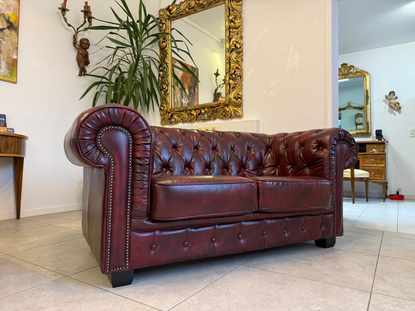 Chesterfield Ensemble 3 teilig Ledersofa Fauteuils Clubmöbel Cultmöbel G2264