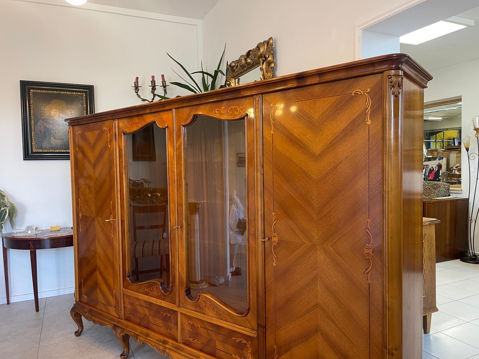 Bücherschrank Barock Barockstil Vitrine Glasschrank Wohnzimmerschrank A5151