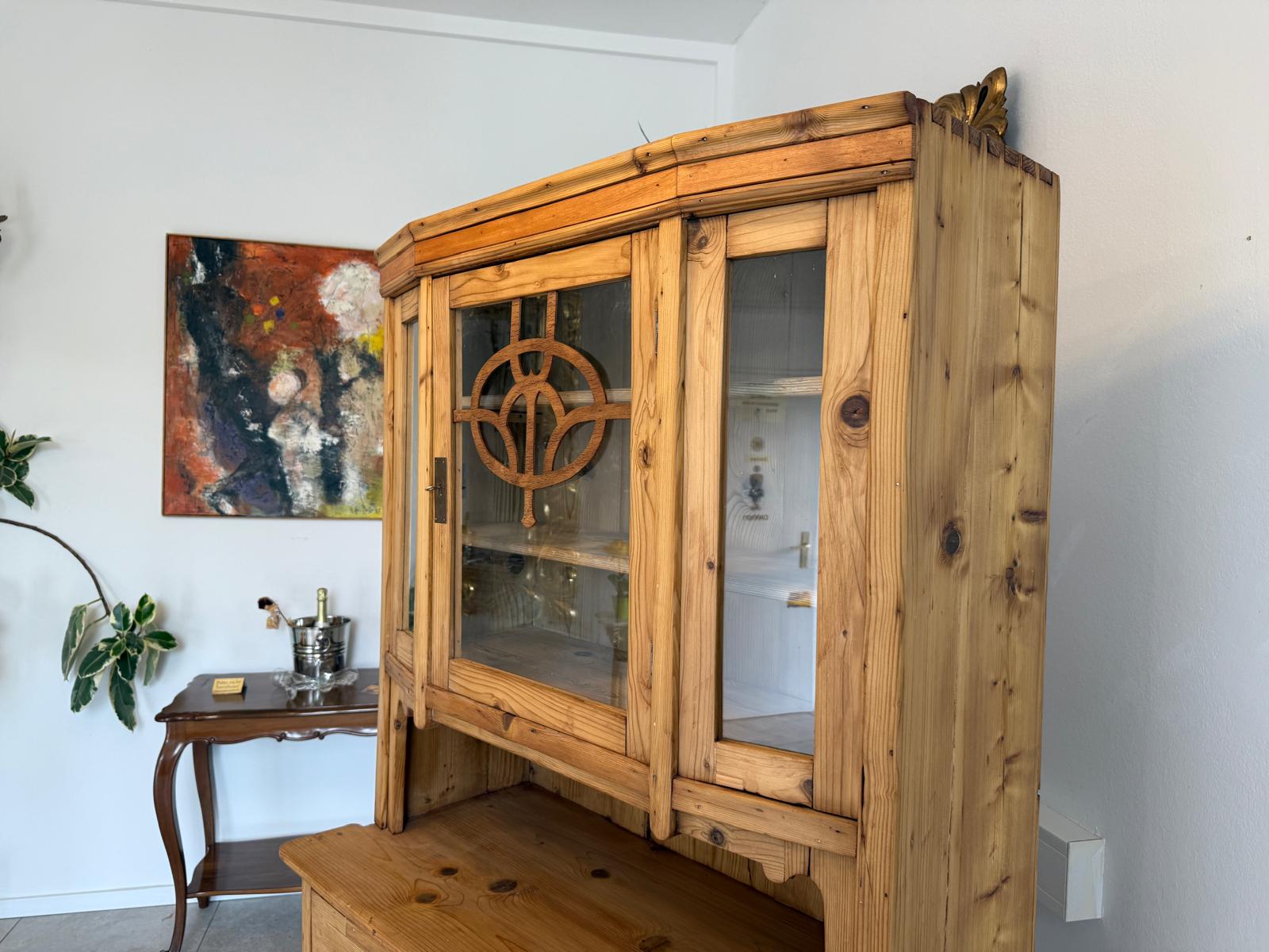 Jugendstil Küchenbuffet Antik Küchenschrank aus Naturholz G1825