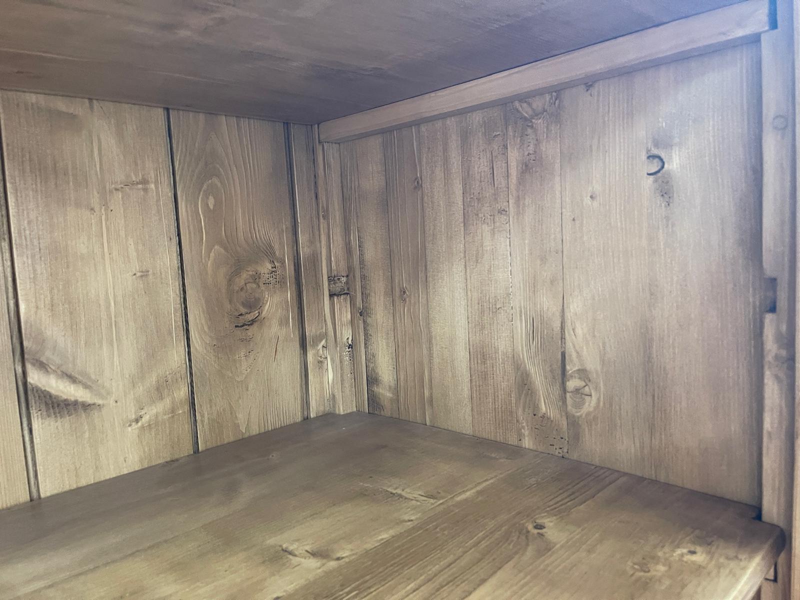 Antiker Bäuerlicher Bücherschrank Große französische Bibliotheksvitrine Glasschrank G1367