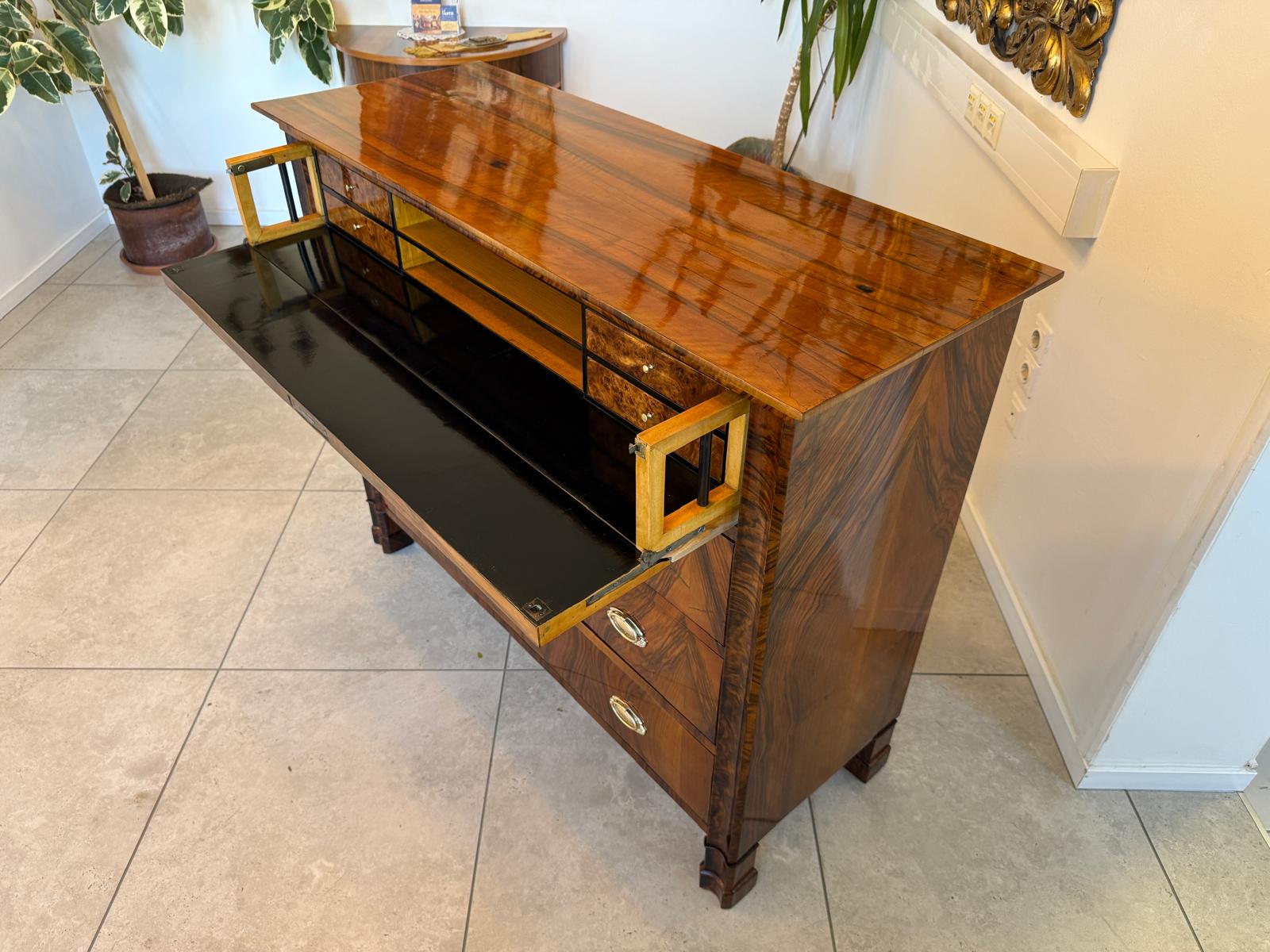 SALE Restaurierte Biedermeier Schreibkommode Nussholz Antiquität Antikmöbel G2159