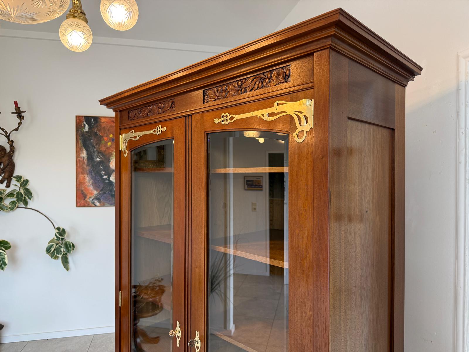 Jugendstil Vitrine Glasschrank Bücherschrank Bibliothekschrank Antiquität D2866