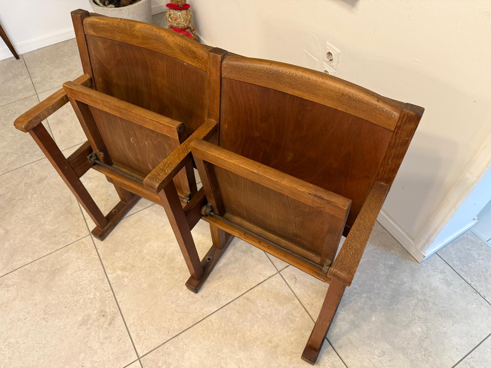Original Wiener Kinosessel 2er Sitz Klappstuhl Stuhl Nostalgie G2266