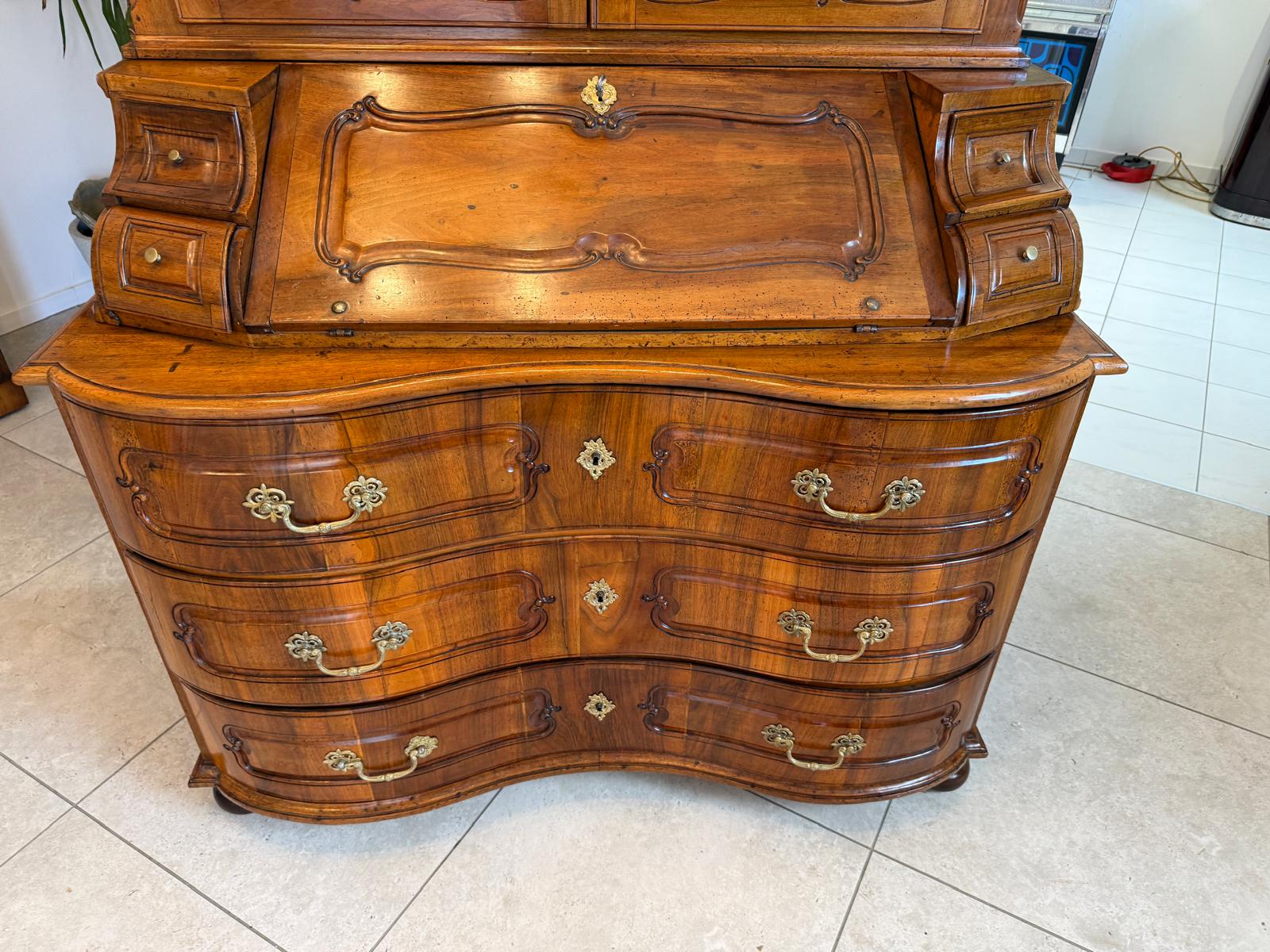 SALE Originale Aufsatzvitrine Aufsatzkommode Vitrine Antiquität Nussholz  D1146