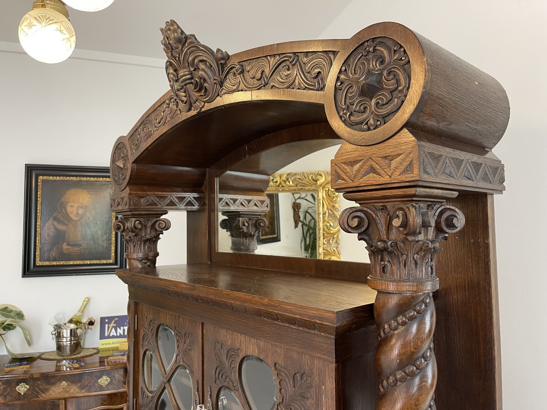 antiquitaeten_91 Originales Historismus Aufsatzbuffet Altarschrank B1533