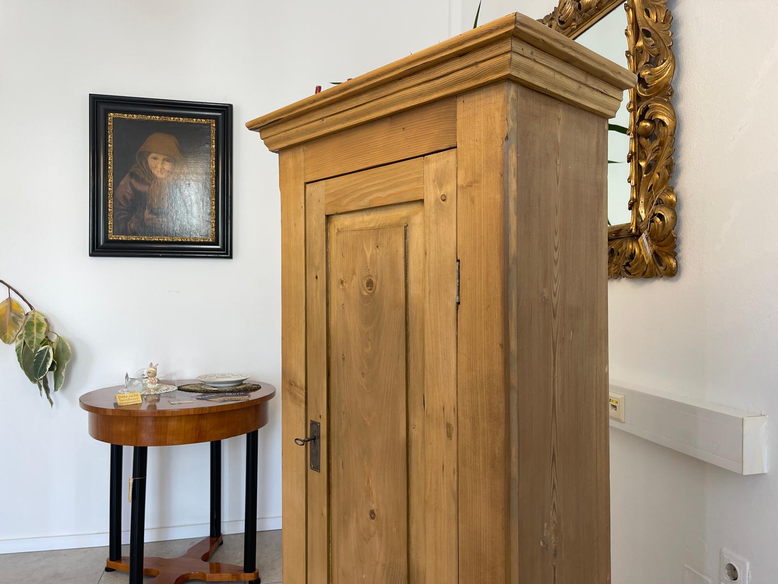Bäuerlicher 1 türiger Bauernschrank Jugendstil Naturholzschrank G1320