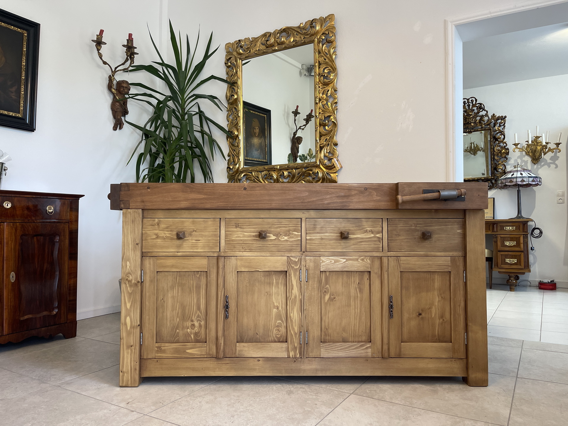 bauernkasten-bauernschrank_14AxKn3XlZ3CZ1w urige Hobelbank,Werkbank Pult Ladenschrank B1767