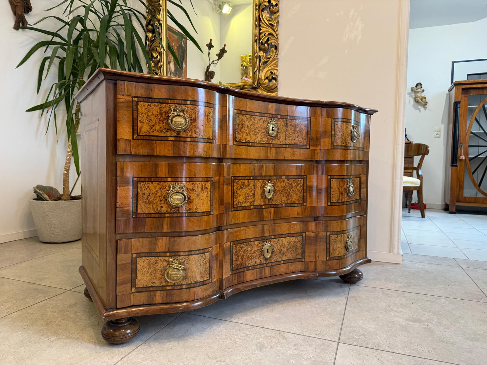 Authentische Barock Kommode Obstholz Marketerien Antiquität Nussholz  G2375