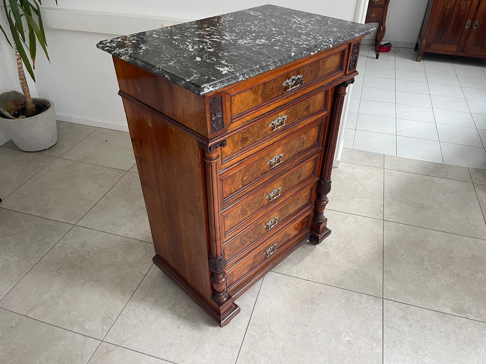 Gründerzeit Wochenkommode Nussholz Ladenschrank G1338