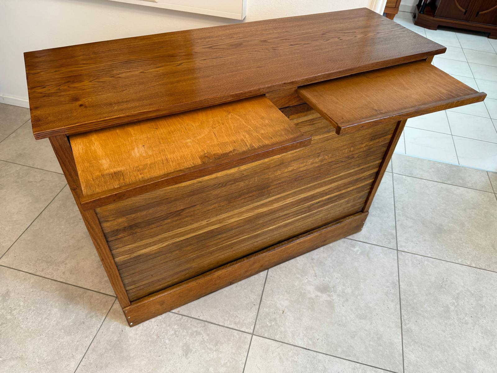 Jugendstil Rolladenschrank Antik Braun Büroschrank G2018