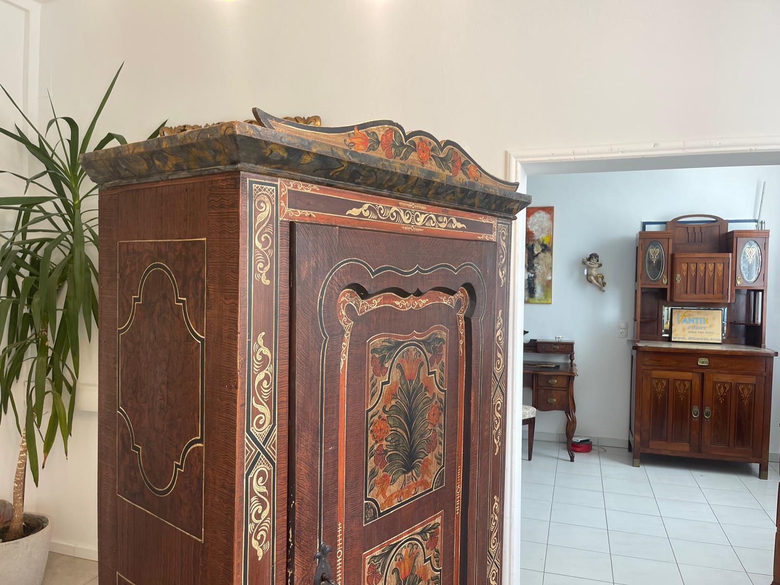 Antikes Handbemalter Bauernschrank Kasten Bauernkasten G1363
